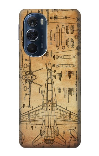 S3868 Aircraft Blueprint Old Paper Hülle Schutzhülle Taschen für Motorola Edge X30