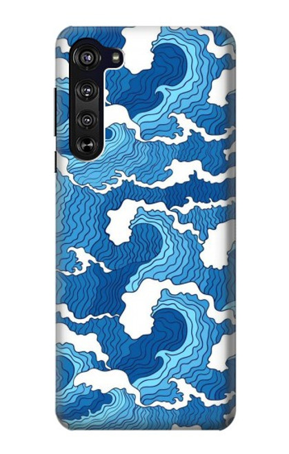 S3901 Aesthetic Storm Ocean Waves Hülle Schutzhülle Taschen für Motorola Edge