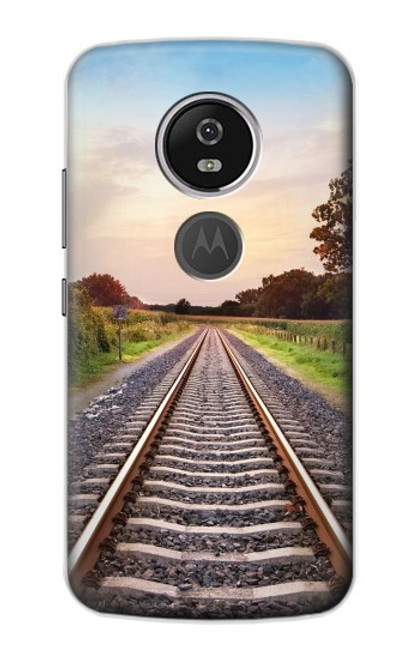 S3866 Railway Straight Train Track Hülle Schutzhülle Taschen für Motorola Moto E5 Plus