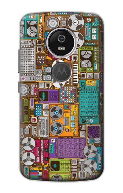 S3879 Retro Music Doodle Hülle Schutzhülle Taschen für Motorola Moto E5 Plus