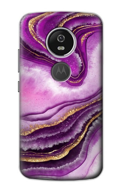 S3896 Purple Marble Gold Streaks Hülle Schutzhülle Taschen für Motorola Moto E5 Plus