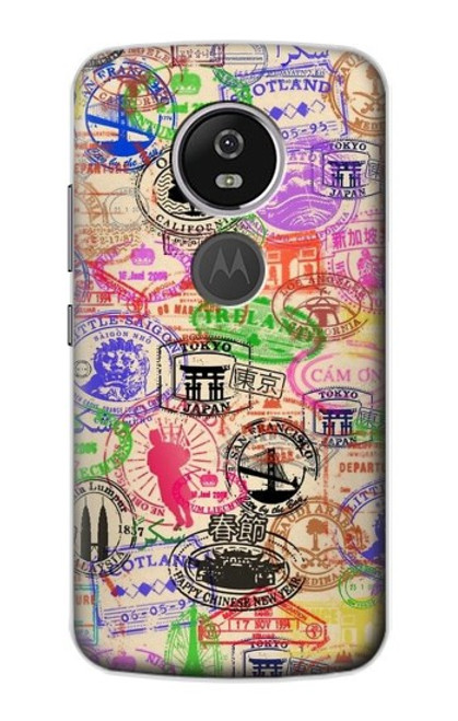 S3904 Travel Stamps Hülle Schutzhülle Taschen für Motorola Moto E5 Plus