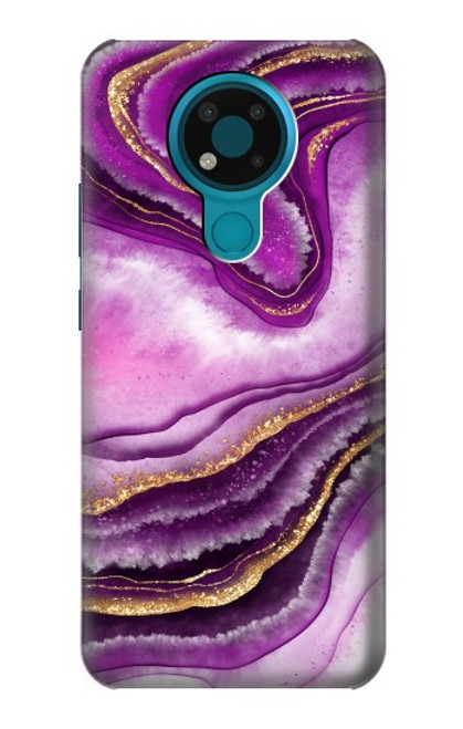 S3896 Purple Marble Gold Streaks Hülle Schutzhülle Taschen für Nokia 3.4