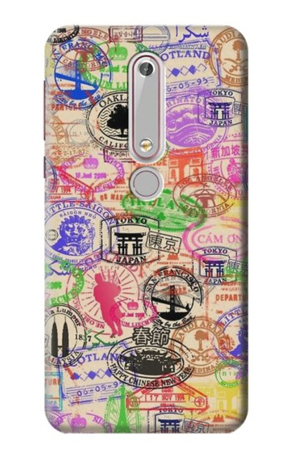 S3904 Travel Stamps Hülle Schutzhülle Taschen für Nokia 6.1, Nokia 6 2018