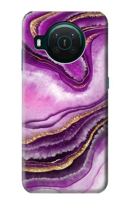 S3896 Purple Marble Gold Streaks Hülle Schutzhülle Taschen für Nokia X10