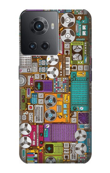 S3879 Retro Music Doodle Hülle Schutzhülle Taschen für OnePlus Ace