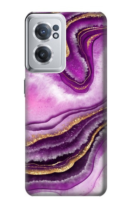 S3896 Purple Marble Gold Streaks Hülle Schutzhülle Taschen für OnePlus Nord CE 2 5G