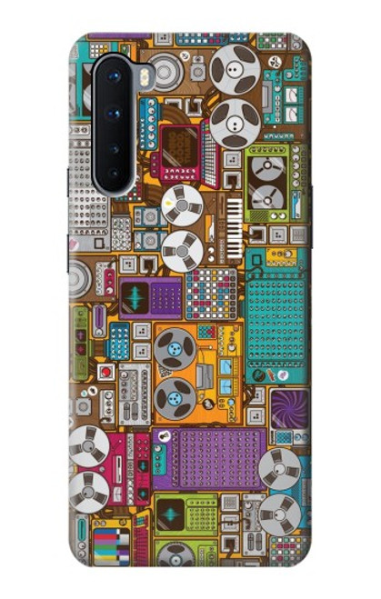 S3879 Retro Music Doodle Hülle Schutzhülle Taschen für OnePlus Nord