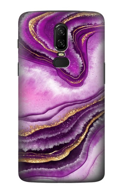 S3896 Purple Marble Gold Streaks Hülle Schutzhülle Taschen für OnePlus 6