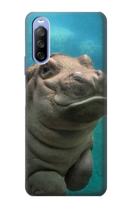 S3871 Cute Baby Hippo Hippopotamus Hülle Schutzhülle Taschen für Sony Xperia 10 III Lite