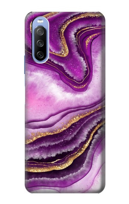 S3896 Purple Marble Gold Streaks Hülle Schutzhülle Taschen für Sony Xperia 10 III Lite