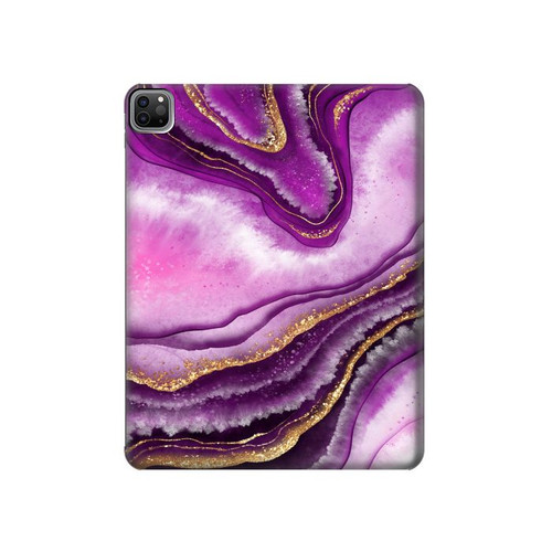 S3896 Purple Marble Gold Streaks Hülle Schutzhülle Taschen für iPad Pro 12.9 (2022, 2021, 2020, 2018), iPad Air 13 (2025, 2024)