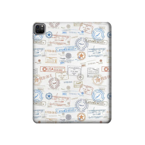 S3903 Travel Stamps Hülle Schutzhülle Taschen für iPad Pro 12.9 (2022,2021,2020,2018, 3rd, 4th, 5th, 6th)