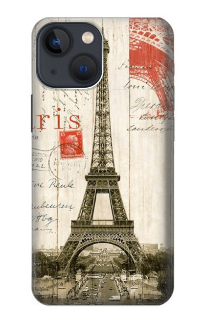 S2108 Eiffel Tower Paris Postcard Hülle Schutzhülle Taschen für iPhone 14 Plus