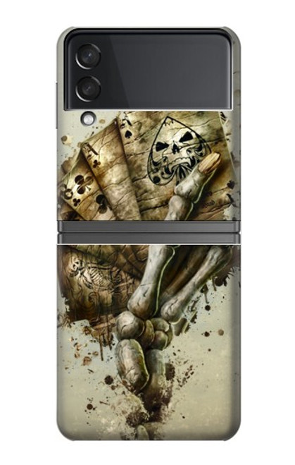 S0550 Skull Card Poker Hülle Schutzhülle Taschen für Samsung Galaxy Z Flip 4