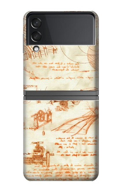 S0566 Technical Drawing Da Vinci Hülle Schutzhülle Taschen für Samsung Galaxy Z Flip 4