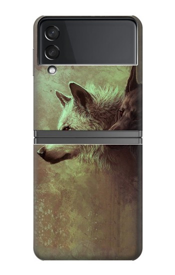 S0931 White Black Wolf Hülle Schutzhülle Taschen für Samsung Galaxy Z Flip 4