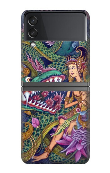 S1240 Bali Painting Hülle Schutzhülle Taschen für Samsung Galaxy Z Flip 4