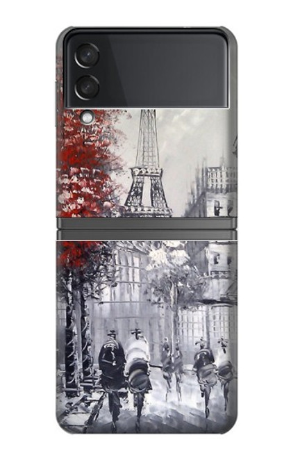 S1295 Eiffel Painting of Paris Hülle Schutzhülle Taschen für Samsung Galaxy Z Flip 4