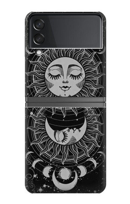 S3854 Mystical Sun Face Crescent Moon Hülle Schutzhülle Taschen für Samsung Galaxy Z Flip 4
