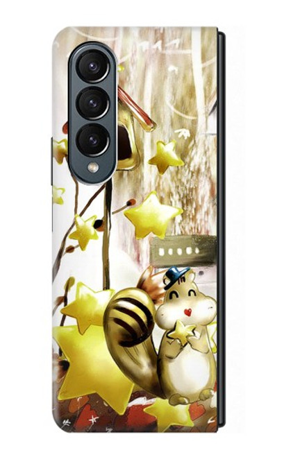 S0109 Cute Squirrel Cartoon Hülle Schutzhülle Taschen für Samsung Galaxy Z Fold 4