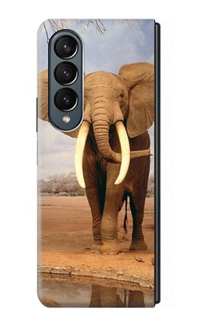 S0310 African Elephant Hülle Schutzhülle Taschen für Samsung Galaxy Z Fold 4