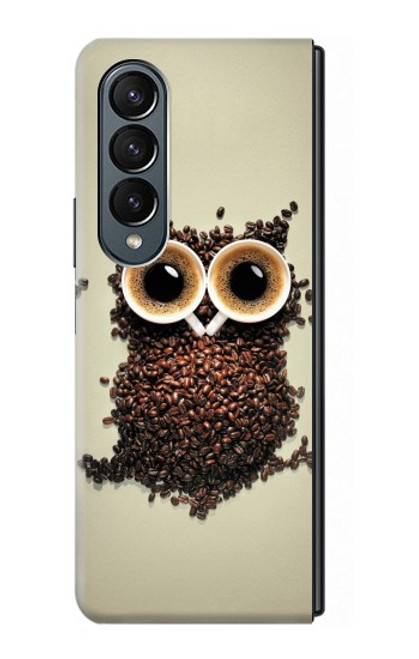 S0360 Coffee Owl Hülle Schutzhülle Taschen für Samsung Galaxy Z Fold 4