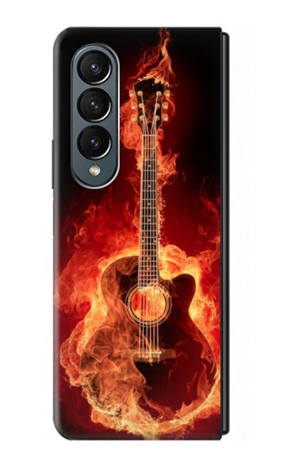 S0415 Fire Guitar Burn Hülle Schutzhülle Taschen für Samsung Galaxy Z Fold 4