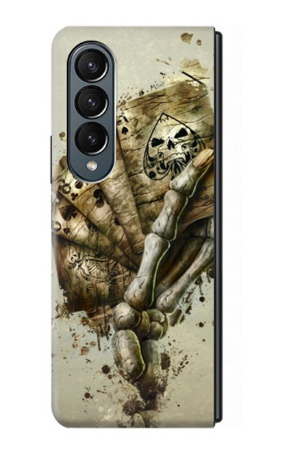 S0550 Skull Card Poker Hülle Schutzhülle Taschen für Samsung Galaxy Z Fold 4