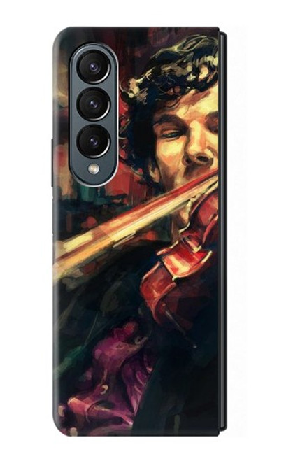 S0723 Violin Art Paint Hülle Schutzhülle Taschen für Samsung Galaxy Z Fold 4