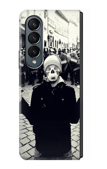 S1108 Skull Mask Man Protester Hülle Schutzhülle Taschen für Samsung Galaxy Z Fold 4