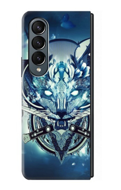 S1135 Wolf with knives Rock Hülle Schutzhülle Taschen für Samsung Galaxy Z Fold 4