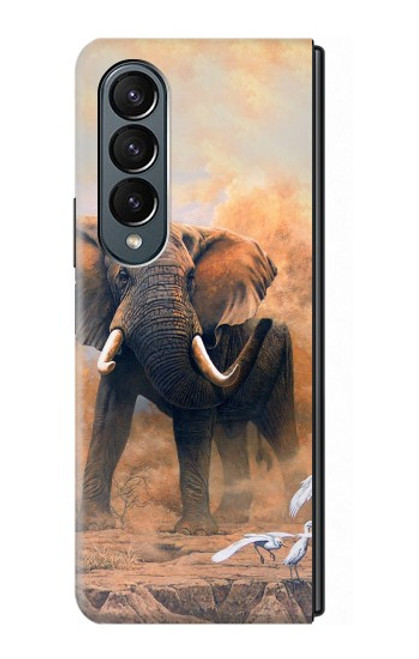S1292 Dusty Elephant Egrets Hülle Schutzhülle Taschen für Samsung Galaxy Z Fold 4