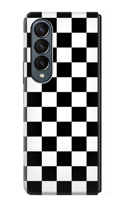 S1611 Black and White Check Chess Board Hülle Schutzhülle Taschen für Samsung Galaxy Z Fold 4
