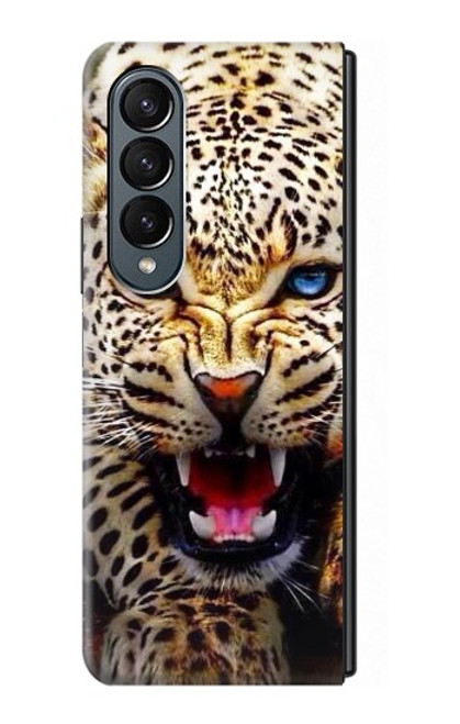S1932 Blue Eyed Leopard Hülle Schutzhülle Taschen für Samsung Galaxy Z Fold 4