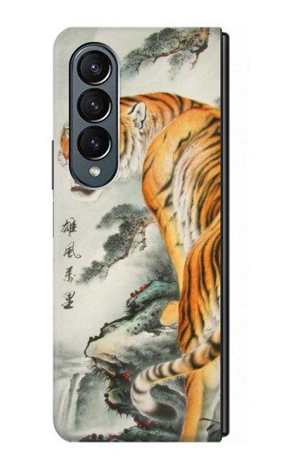 S1934 Chinese Tiger Painting Hülle Schutzhülle Taschen für Samsung Galaxy Z Fold 4