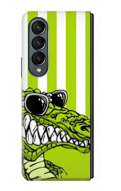 S2323 Funny Green Alligator Crocodile Hülle Schutzhülle Taschen für Samsung Galaxy Z Fold 4