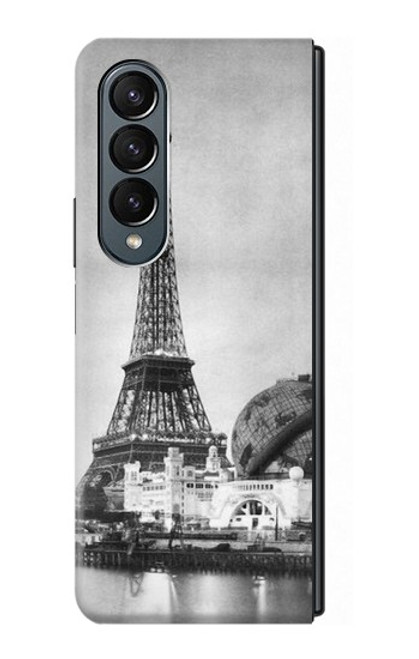 S2350 Old Paris Eiffel Tower Hülle Schutzhülle Taschen für Samsung Galaxy Z Fold 4