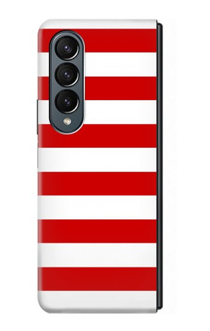 S2364 Red and White Striped Hülle Schutzhülle Taschen für Samsung Galaxy Z Fold 4