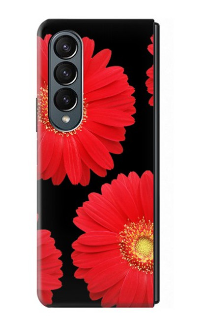 S2478 Red Daisy flower Hülle Schutzhülle Taschen für Samsung Galaxy Z Fold 4