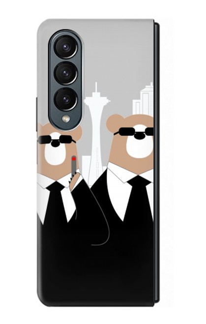S3557 Bear in Black Suit Hülle Schutzhülle Taschen für Samsung Galaxy Z Fold 4