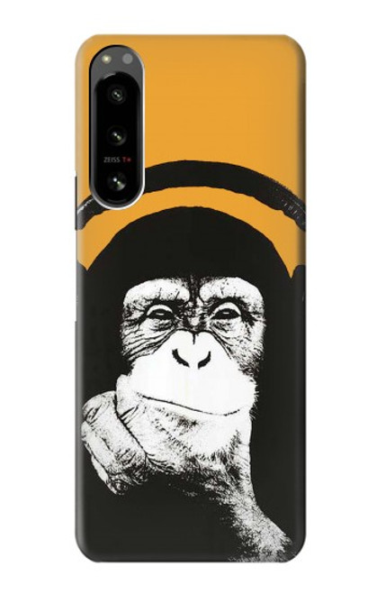 S2324 Funny Monkey with Headphone Pop Music Hülle Schutzhülle Taschen für Sony Xperia 5 IV