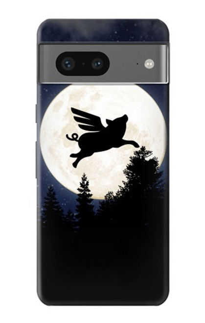 S3289 Flying Pig Full Moon Night Hülle Schutzhülle Taschen für Google Pixel 7