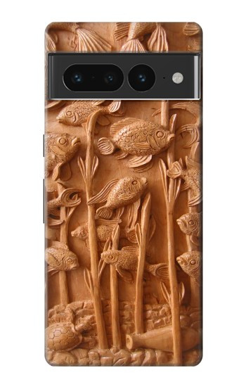 S1307 Fish Wood Carving Graphic Printed Hülle Schutzhülle Taschen für Google Pixel 7 Pro