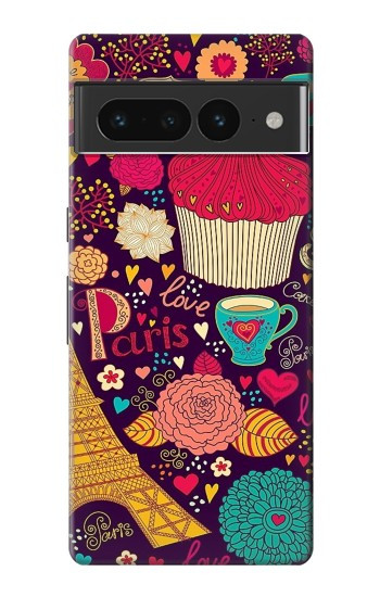S2353 Paris Cartoon Vintage Pattern Hülle Schutzhülle Taschen für Google Pixel 7 Pro