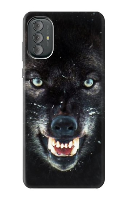 S2823 Black Wolf Blue Eyes Face Hülle Schutzhülle Taschen für Motorola Moto G Power 2022, G Play 2023