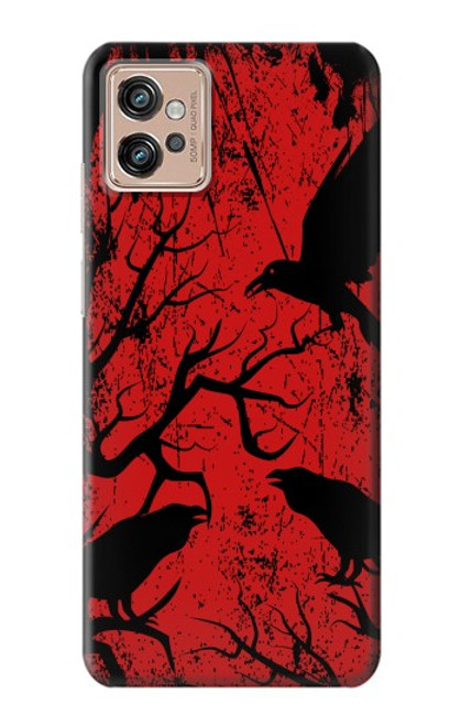 S3325 Crow Black Blood Tree Hülle Schutzhülle Taschen für Motorola Moto G32