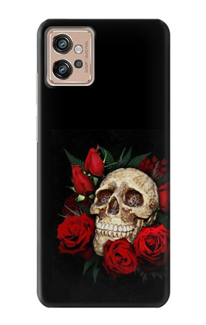 S3753 Dark Gothic Goth Skull Roses Hülle Schutzhülle Taschen für Motorola Moto G32