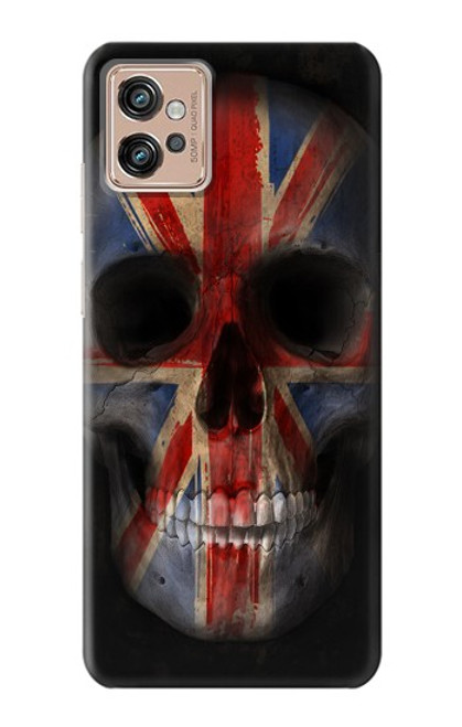 S3848 United Kingdom Flag Skull Hülle Schutzhülle Taschen für Motorola Moto G32