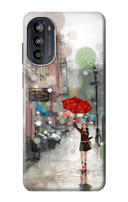 S0108 Girl in The Rain Hülle Schutzhülle Taschen für Motorola Moto G52, G82 5G
